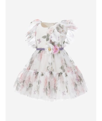 Monnalisa Girls Floral Tulle Dress in White En savoir plus