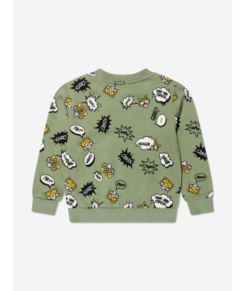 KENZO Boys Branded Sweatshirt in Green brillant des détails fins