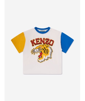 KENZO Boys Tiger Logo T-Shirt in Ivory les ligaments