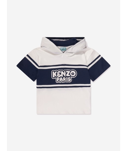 KENZO Boys Hooded Logo T-Shirt in Ivory Les magasins à Paris et en Île-de-France