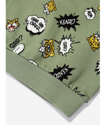 KENZO Boys Branded Sweatshirt in Green brillant des détails fins