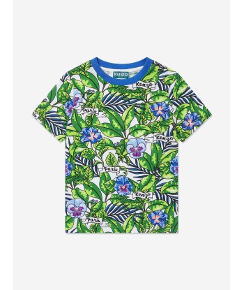 KENZO Boys Boke Flower Print T-Shirt Green 50-70% off 