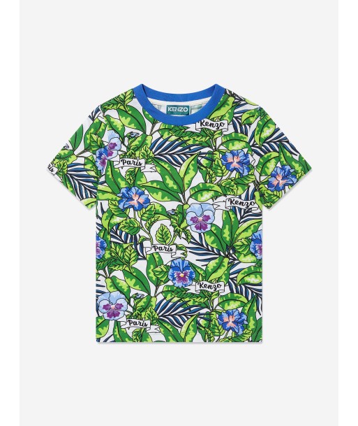 KENZO Boys Boke Flower Print T-Shirt Green 50-70% off 