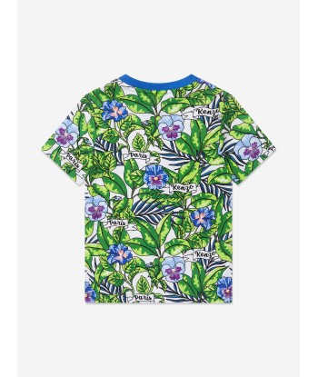 KENZO Boys Boke Flower Print T-Shirt Green 50-70% off 