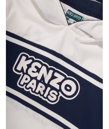 KENZO Boys Hooded Logo T-Shirt in Ivory Les magasins à Paris et en Île-de-France