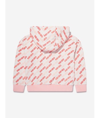 KENZO Girls Logo Print Hoodie in Ivory pas cher 