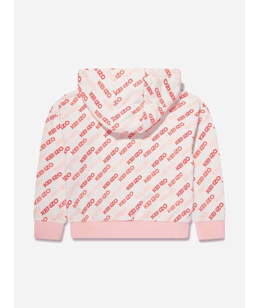 KENZO Girls Logo Print Hoodie in Ivory pas cher 