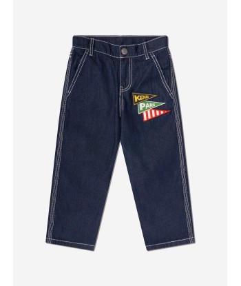 KENZO Boys Jeans With Badges in Blue de technologie