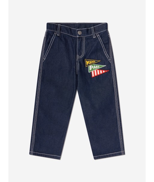 KENZO Boys Jeans With Badges in Blue de technologie