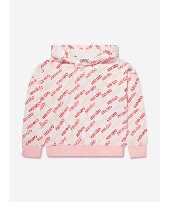 KENZO Girls Logo Print Hoodie in Ivory pas cher 