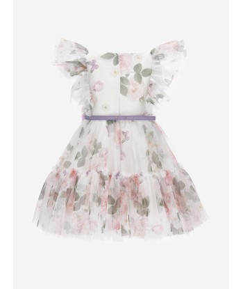 Monnalisa Girls Floral Tulle Dress in White En savoir plus