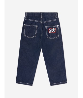 KENZO Boys Jeans With Badges in Blue de technologie