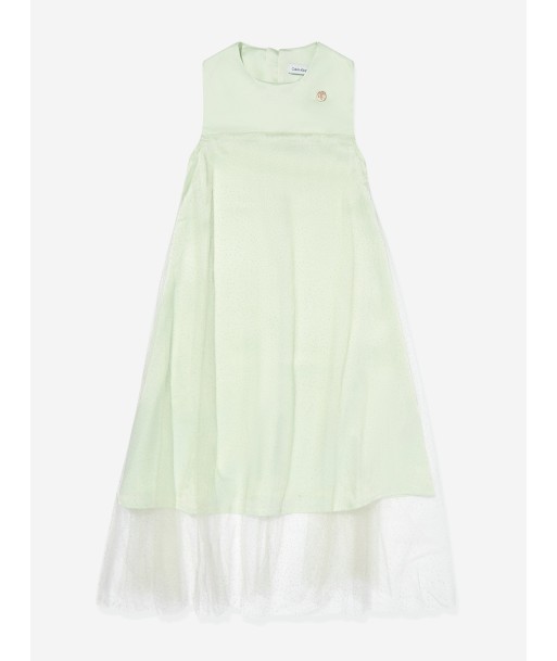 Calvin Klein Girls Shimmer Layered Dress in Green la chaussure