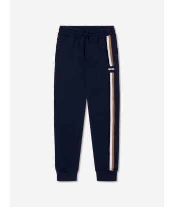 BOSS Boys Logo Stripe Joggers In Navy Livraison rapide