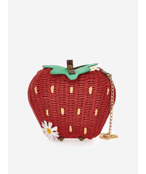 Monnalisa Girls Rafia Strawberry Crossbody Bag in Red (33cm) pas chere