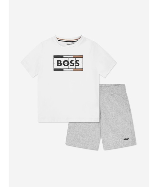 BOSS Boys T-Shirt And Shorts Set in White Faites des économies