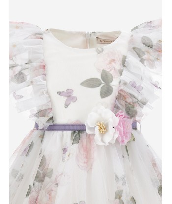 Monnalisa Girls Floral Tulle Dress in White En savoir plus