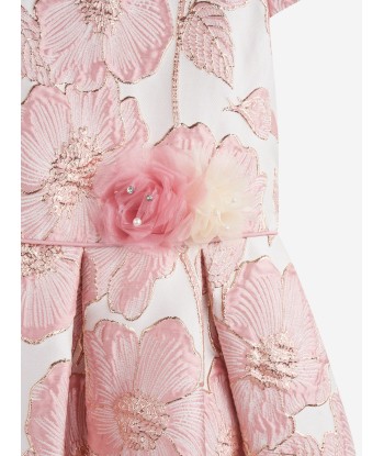 iAMe Girls Flower Brocade Dress in Pink meilleur choix