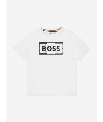 BOSS Boys T-Shirt And Shorts Set in White Faites des économies