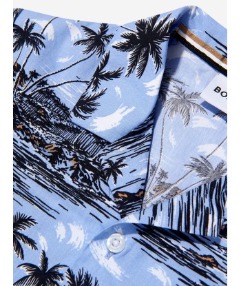 BOSS Boys Tropical Short Sleeve Shirt In Blue Le MVP de beaucoup