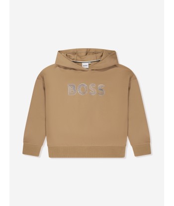 BOSS Girls Logo Hoodie in Beige de technologie