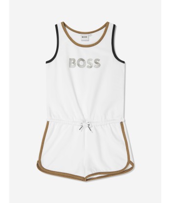 BOSS Girls Sleeveless Playsuit in White Par le système avancé 