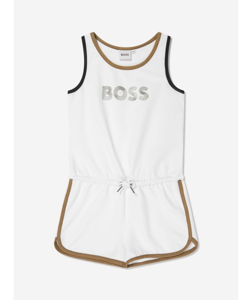 BOSS Girls Sleeveless Playsuit in White Par le système avancé 