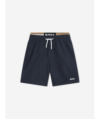 BOSS Boys Logo Swim Shorts in Navy le des métaux précieux