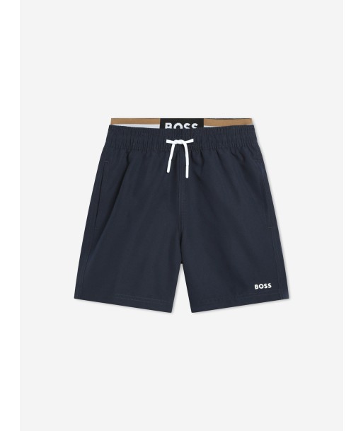 BOSS Boys Logo Swim Shorts in Navy le des métaux précieux