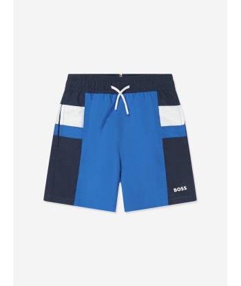 BOSS Boys Logo Swim Shorts in Blue Livraison rapide