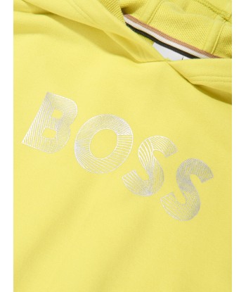 BOSS Girls Hooded Sweater Dress in Yellow est présent 