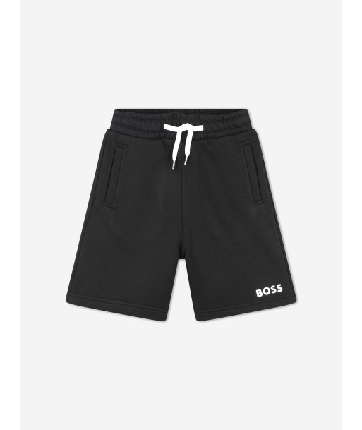 BOSS Boys Logo Print Shorts in Black en stock