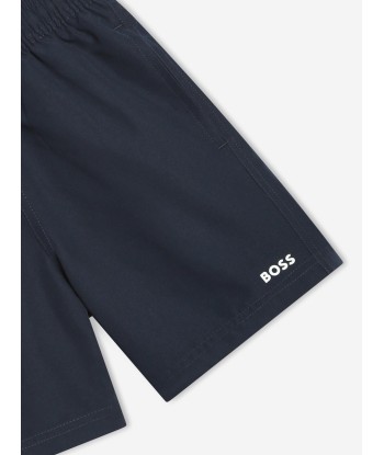 BOSS Boys Logo Swim Shorts in Navy le des métaux précieux