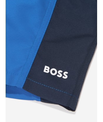 BOSS Boys Logo Swim Shorts in Blue Livraison rapide