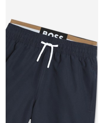 BOSS Boys Logo Swim Shorts in Navy le des métaux précieux