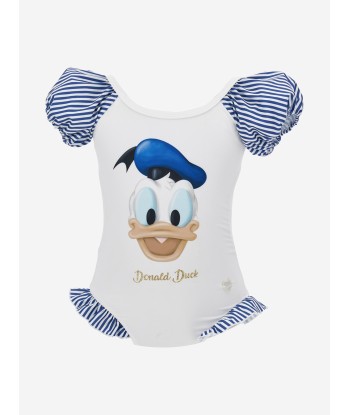 Monnalisa Girls Donald Duck Swimsuit in White Pour