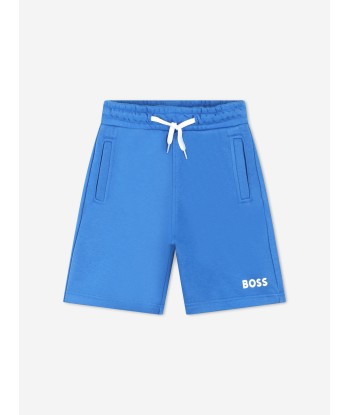 BOSS Boys Logo Print Shorts in Blue Paris Déstockage Promo