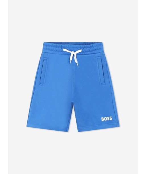 BOSS Boys Logo Print Shorts in Blue Paris Déstockage Promo