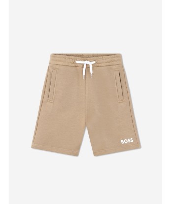 BOSS Boys Logo Print Shorts in Beige les ctes