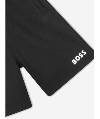 BOSS Boys Logo Print Shorts in Black en stock