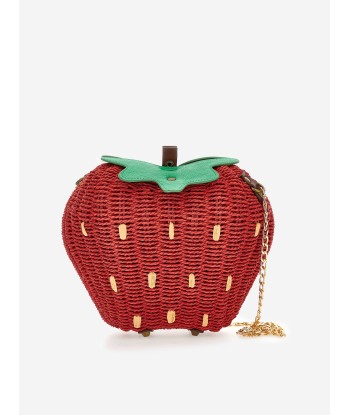 Monnalisa Girls Rafia Strawberry Crossbody Bag in Red (33cm) pas chere