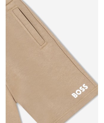 BOSS Boys Logo Print Shorts in Beige les ctes