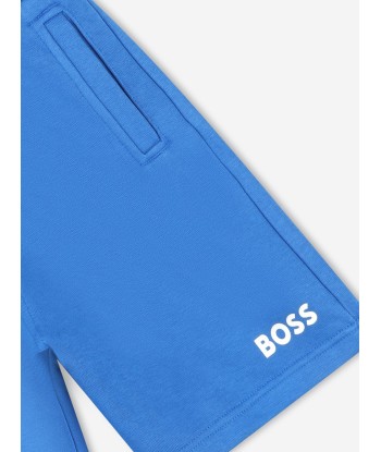 BOSS Boys Logo Print Shorts in Blue Paris Déstockage Promo