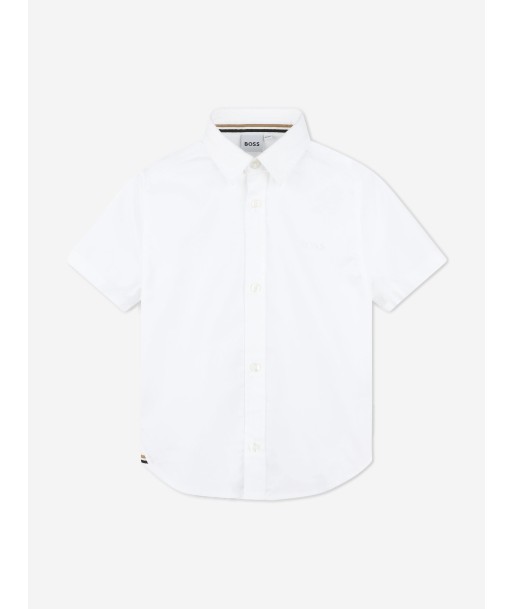 BOSS Boys Short Sleeve Logo Shirt in White solde