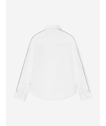 BOSS Boys Long Sleeve Piping Shirt in White de l' environnement