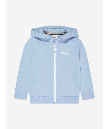 BOSS Boys Logo Zip Up Top in Blue de votre