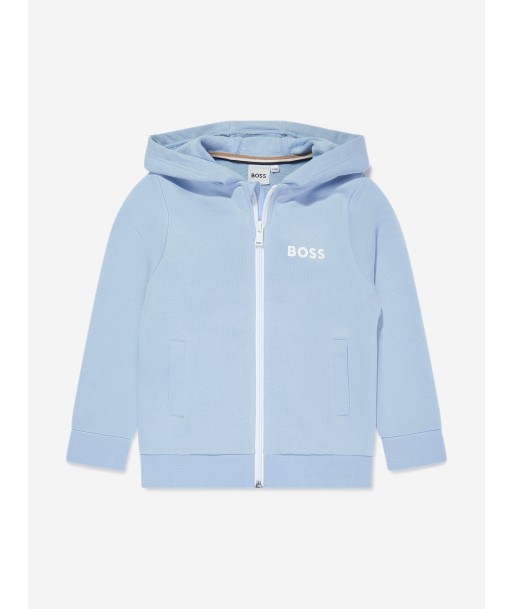 BOSS Boys Logo Zip Up Top in Blue de votre