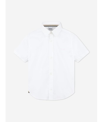 BOSS Boys Short Sleeve Logo Shirt in White solde