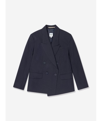 BOSS Boys Striped Suit Jacket in Navy 50-70% off 