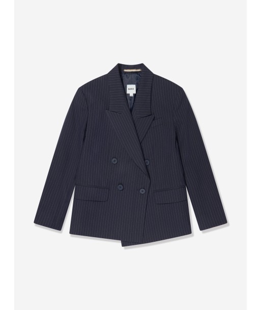 BOSS Boys Striped Suit Jacket in Navy 50-70% off 